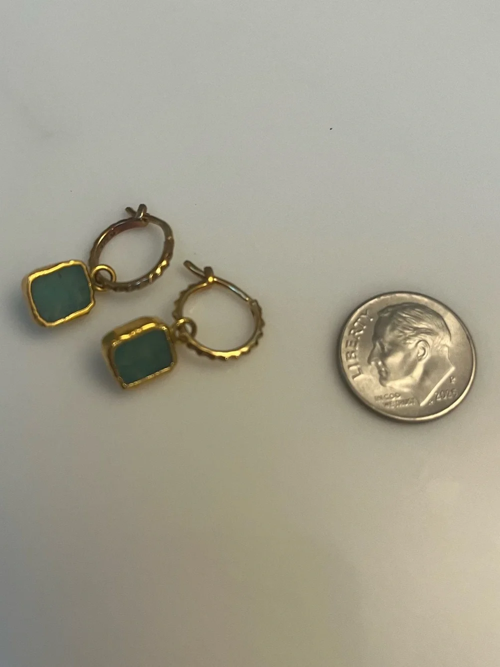 Missoma Amazonite Mini Pyramid Charm Hoop Gold Vermeil Earrings Retail $140